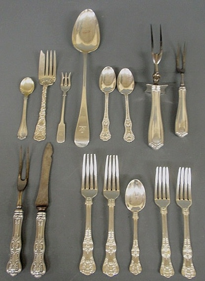 Appraisal: Group of sterling silver flatware serving pieces carving forks etc