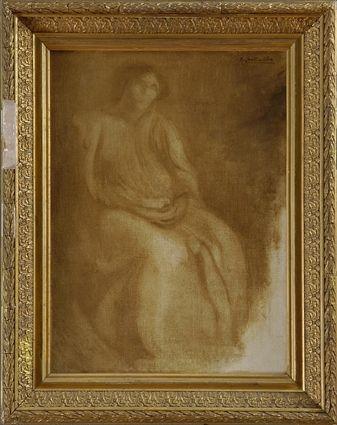 Appraisal: EUGENE CARRIERE - PORTRAIT OF SEATED WOMAN Oil on canvas