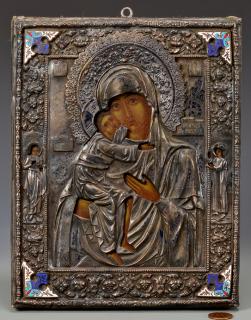 Appraisal: Russian Mother of God from Vladimir Icon flanked by saints