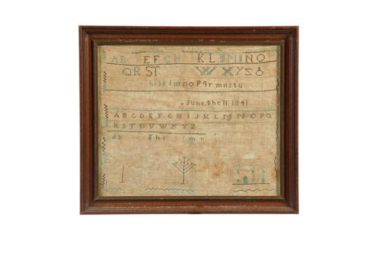 Appraisal: SAMPLER Juliann Moore American silk on linen Sets of alphabets