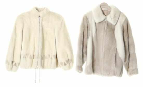 Appraisal: Mink zip-front coats Adolfo white mink jacket and white mink