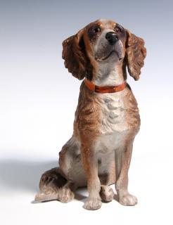 Appraisal: AN EXCEPTIONAL AUSTRIAN TERRA COTTA DOG C A charming model