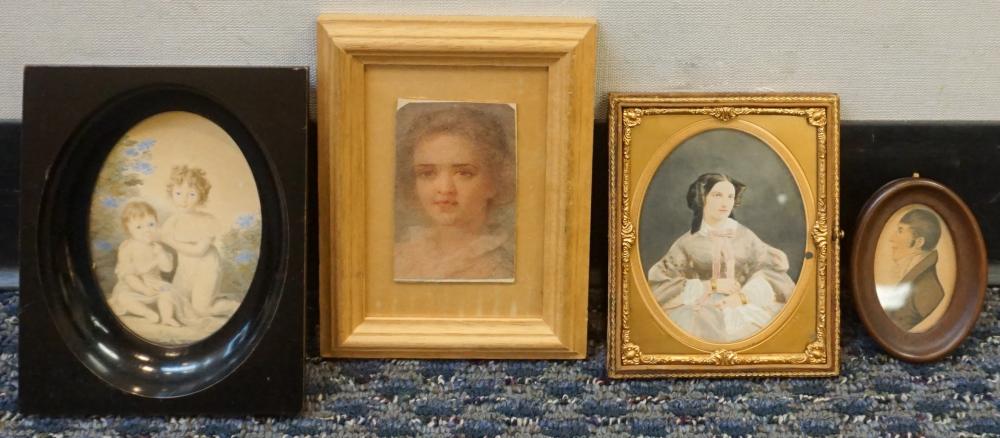 Appraisal: British School th- th Century Four Miniature Portraits Largest Frame