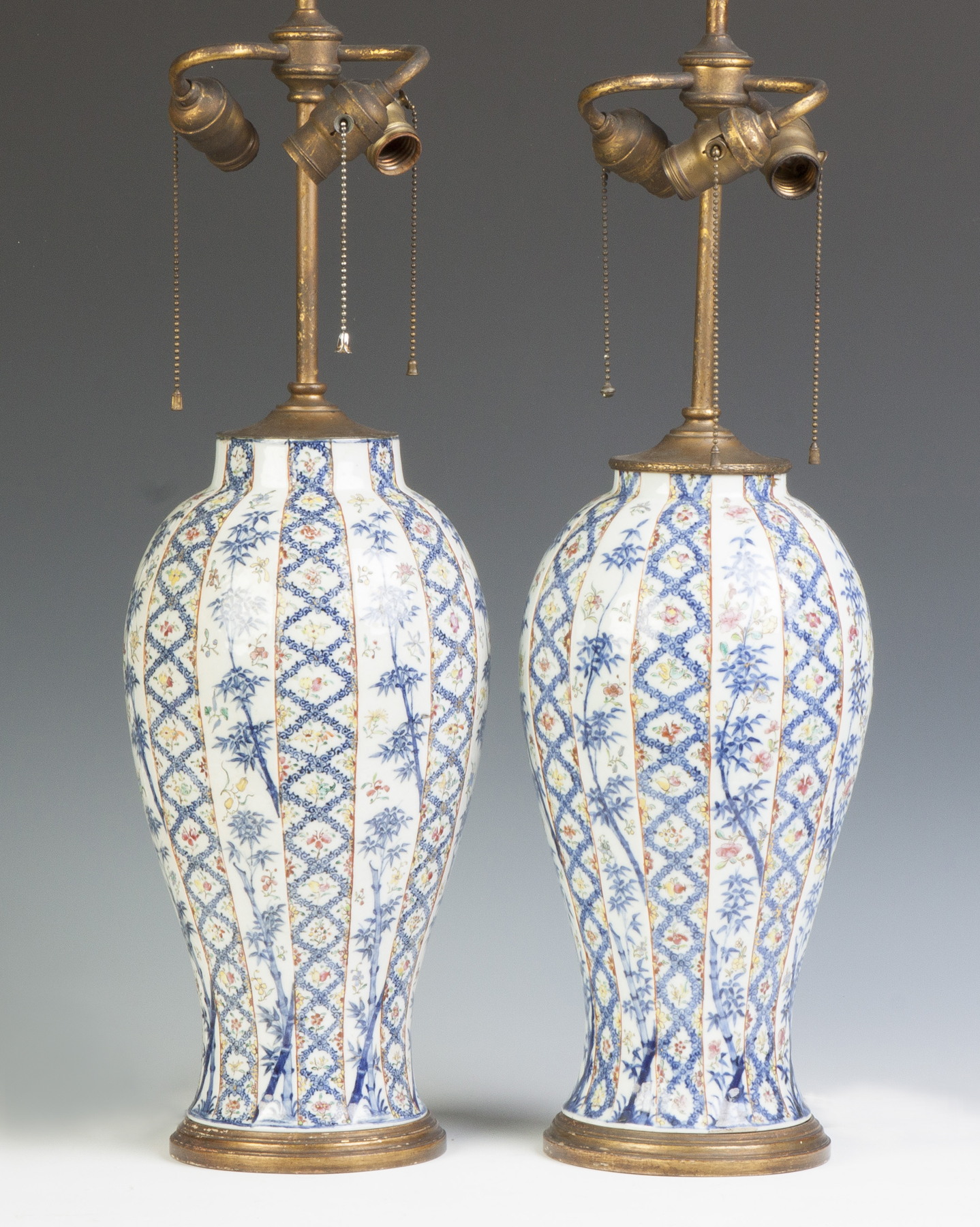 Appraisal: Pair of Porcelain Brass Lamp Bases Late th cent