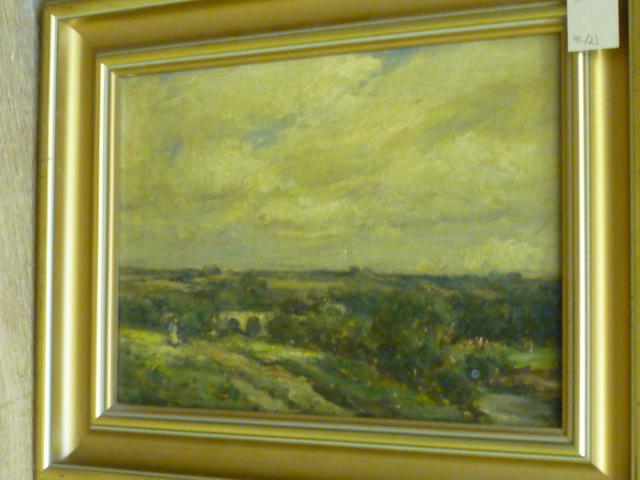 Appraisal: AMY CRAISTER exh - Wharfedale Landscape with Figures oil on