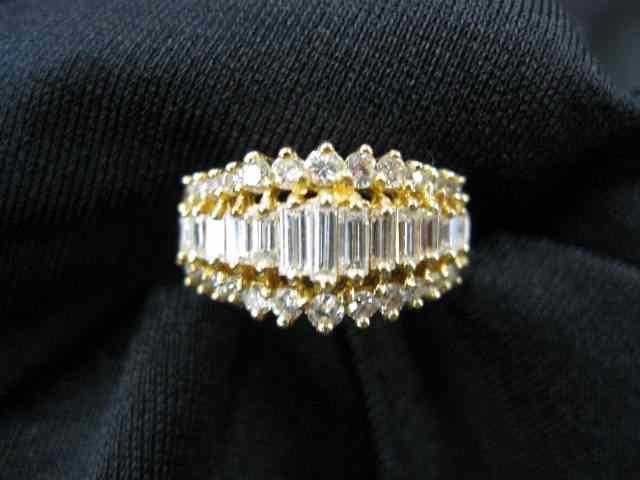 Appraisal: Diamond Ring round baguette diamonds totaling carat in k yellow