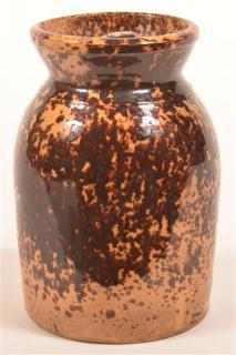 Appraisal: Rockingham Glazed Yellowware Storage Jar with Lid - h Good