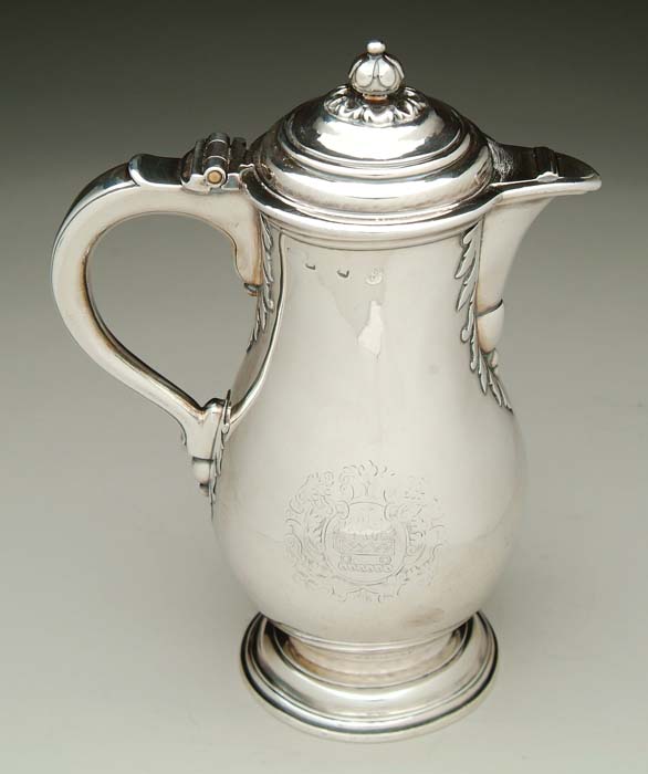 Appraisal: RARE QUEEN ANNE SILVER COVERED JUG Robert Cooper London Baluster