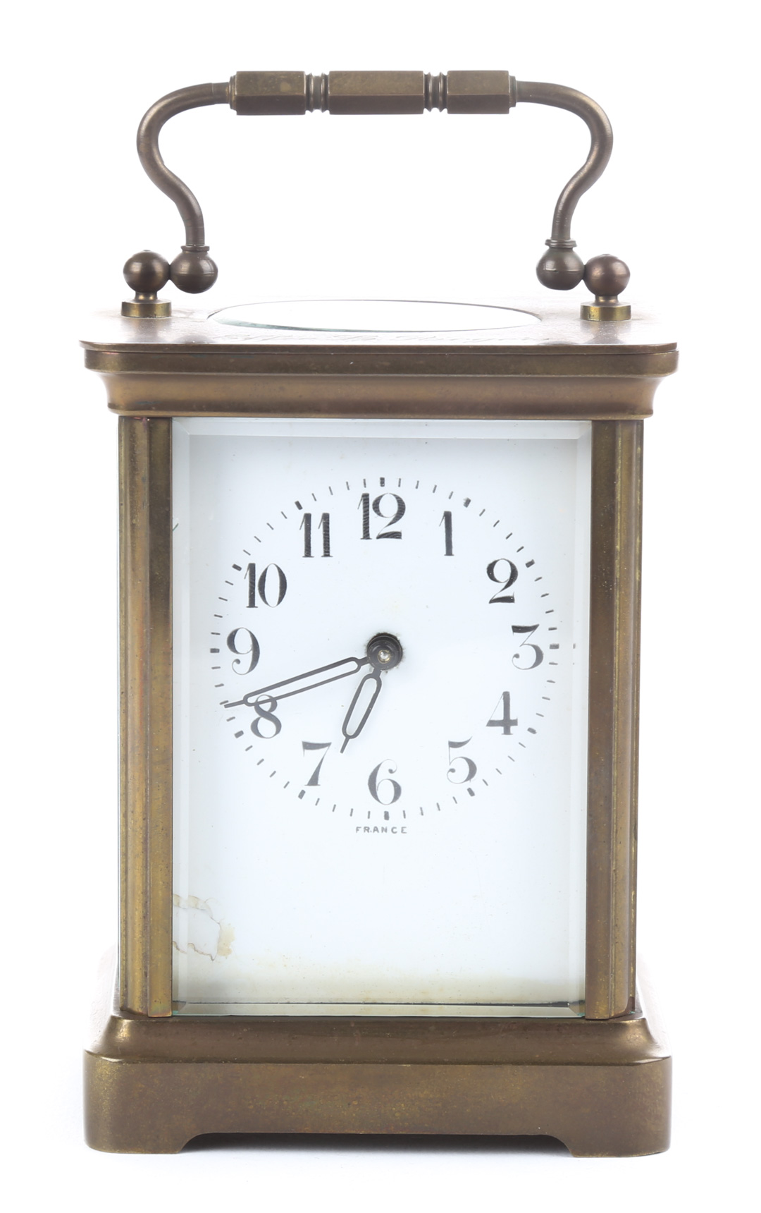 Appraisal: French brass glass carriage clock late th century brass case