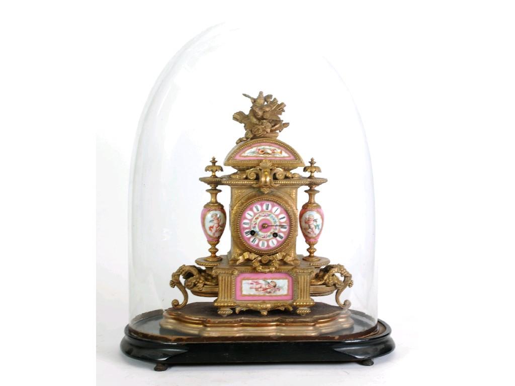 Appraisal: LATE NINETEENTH CENTURY FRENCH GILT SPELTER CASED MANTEL CLOCK inset