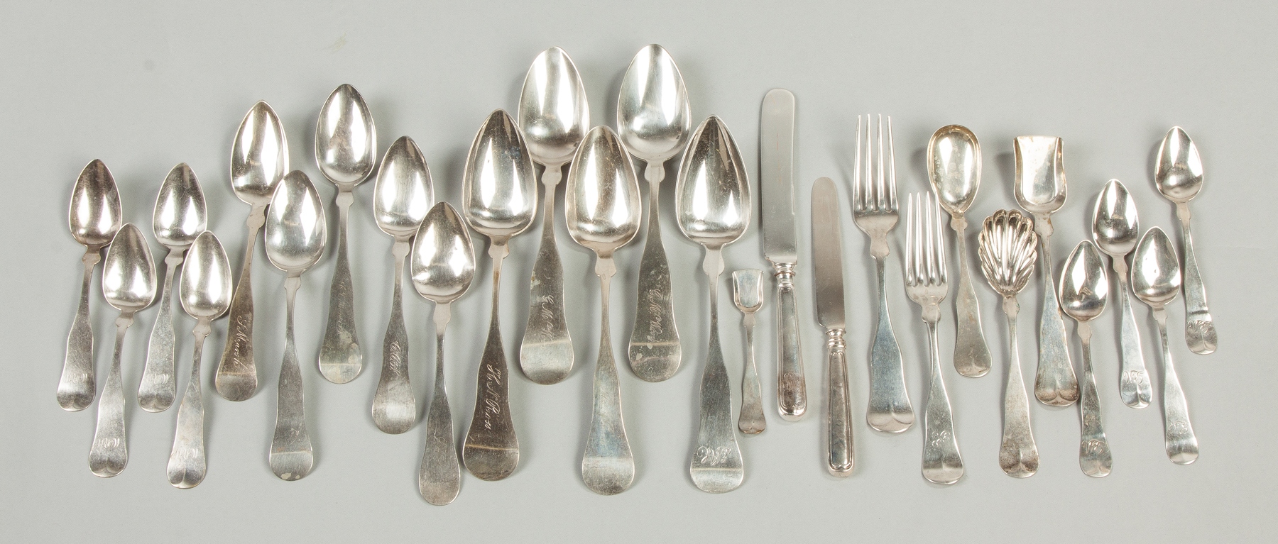 Appraisal: Group of Coin Silver Flatware Total pieces ozt Serving spoons