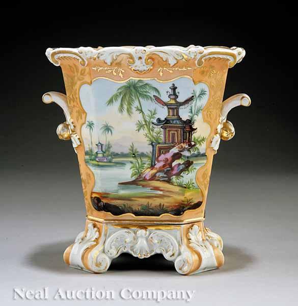 Appraisal: A Good Paris Porcelain Chinoiserie Jardini re on Stand c