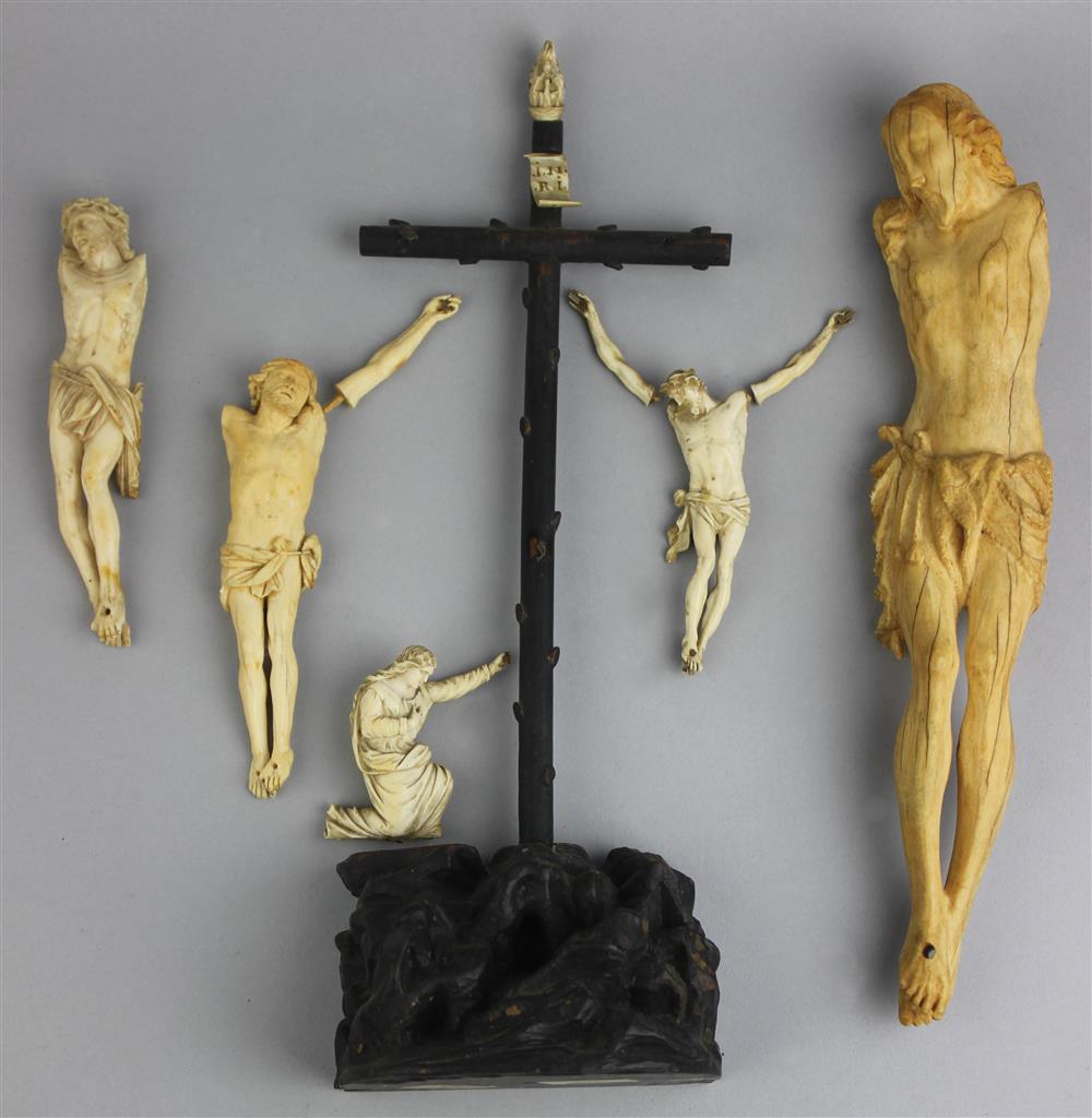 Appraisal: GROUP OF IVORY CORPUS FIGURES including a small ivory Corpus