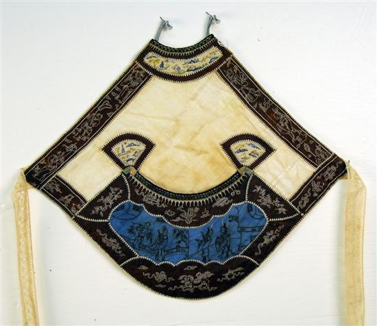 Appraisal: CHINESE SILK EMBROIDERED APRON inches x inches Provenance From the