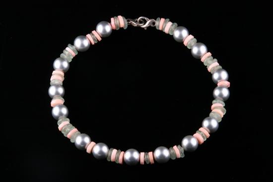 Appraisal: PEACH CORAL ANCIENT GLASS AND MOTHER OF PEARL NECKLACE Created