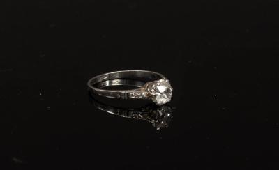 Appraisal: A diamond solitaire ring the cushion-shaped stone claw set to