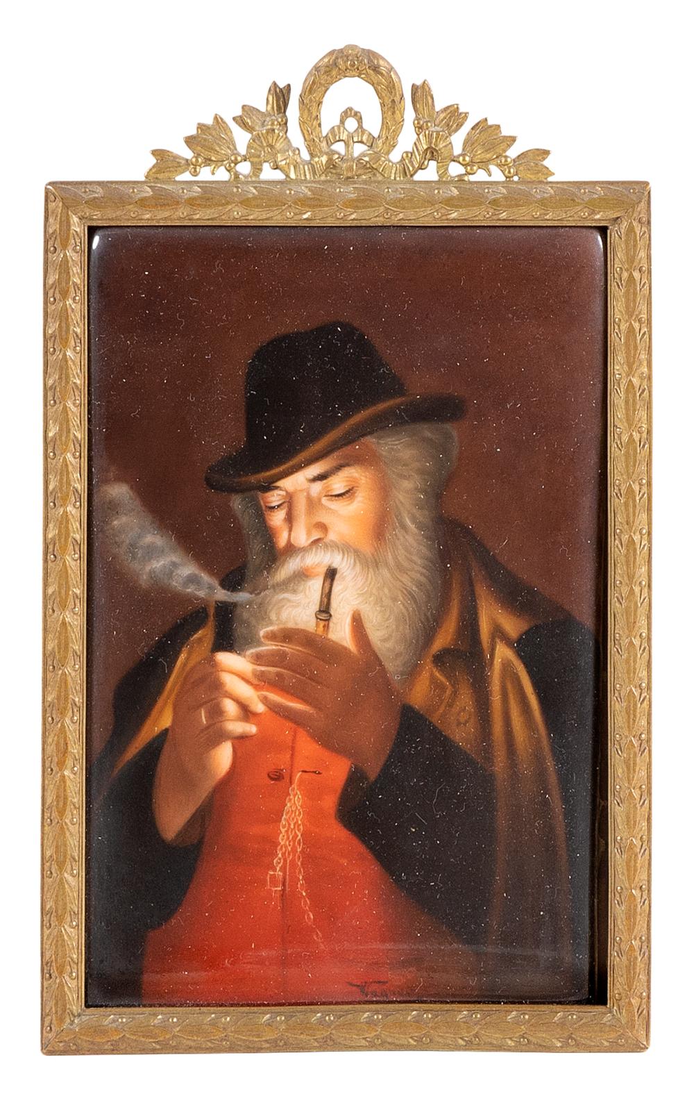 Appraisal: GERMAN SCHOOL TH CENTURY PORTRAIT OF A BEARDED MAN SMOKING