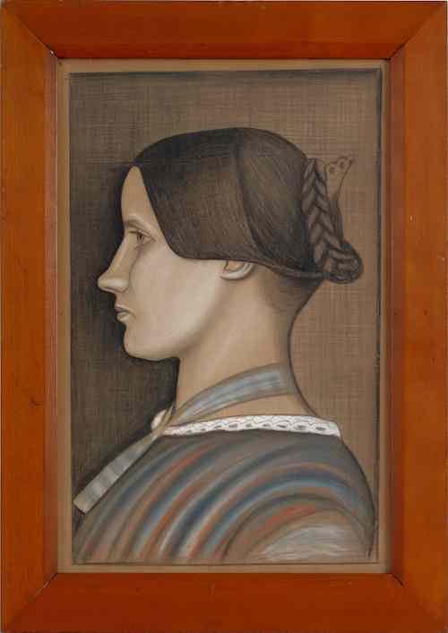 Appraisal: Ohio pastel profile on paper of a young woman ca