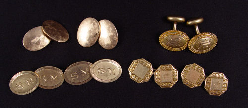 Appraisal: PAIRS VINTAGE GOLD CUFF LINKS pairs are k monogrammed g