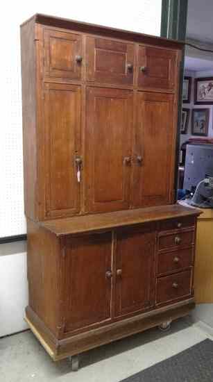 Appraisal: th c two part Canadian multi drawer door cupboard ''