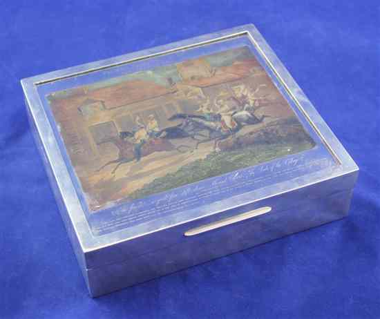 Appraisal: A George V silver cigar box the lid inset with