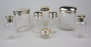 Appraisal: Eight silver-topped cut glass toilet jars