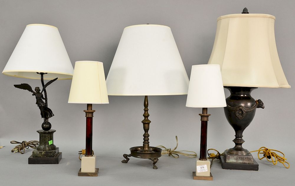 Appraisal: Five table lamps to include a pair of boudoir lamps