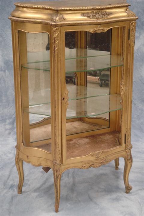 Appraisal: Louis XV style gilt wood vitrine early th c molded