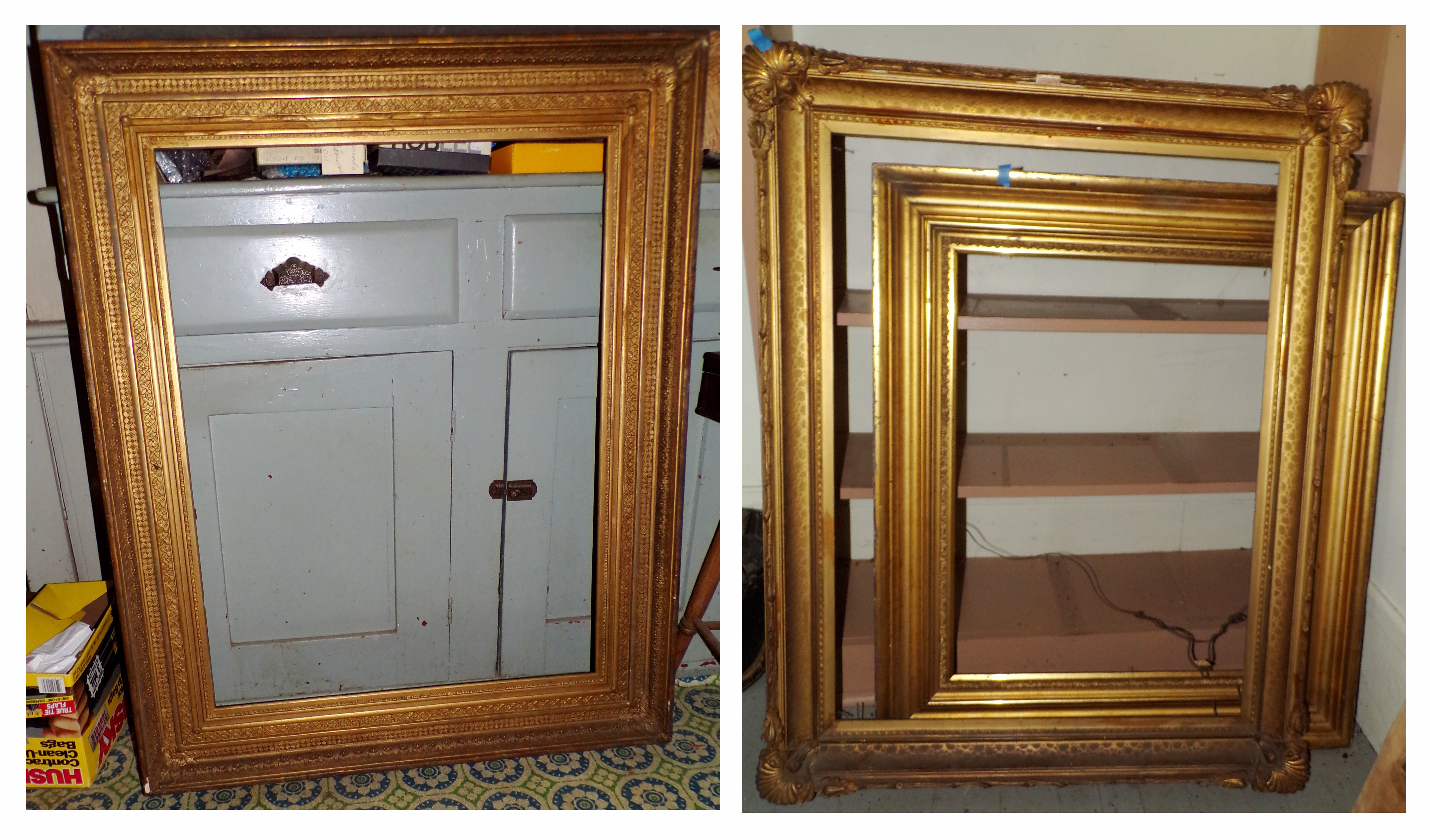 Appraisal: th c Frames gilt carved and gessoed -interior x ''