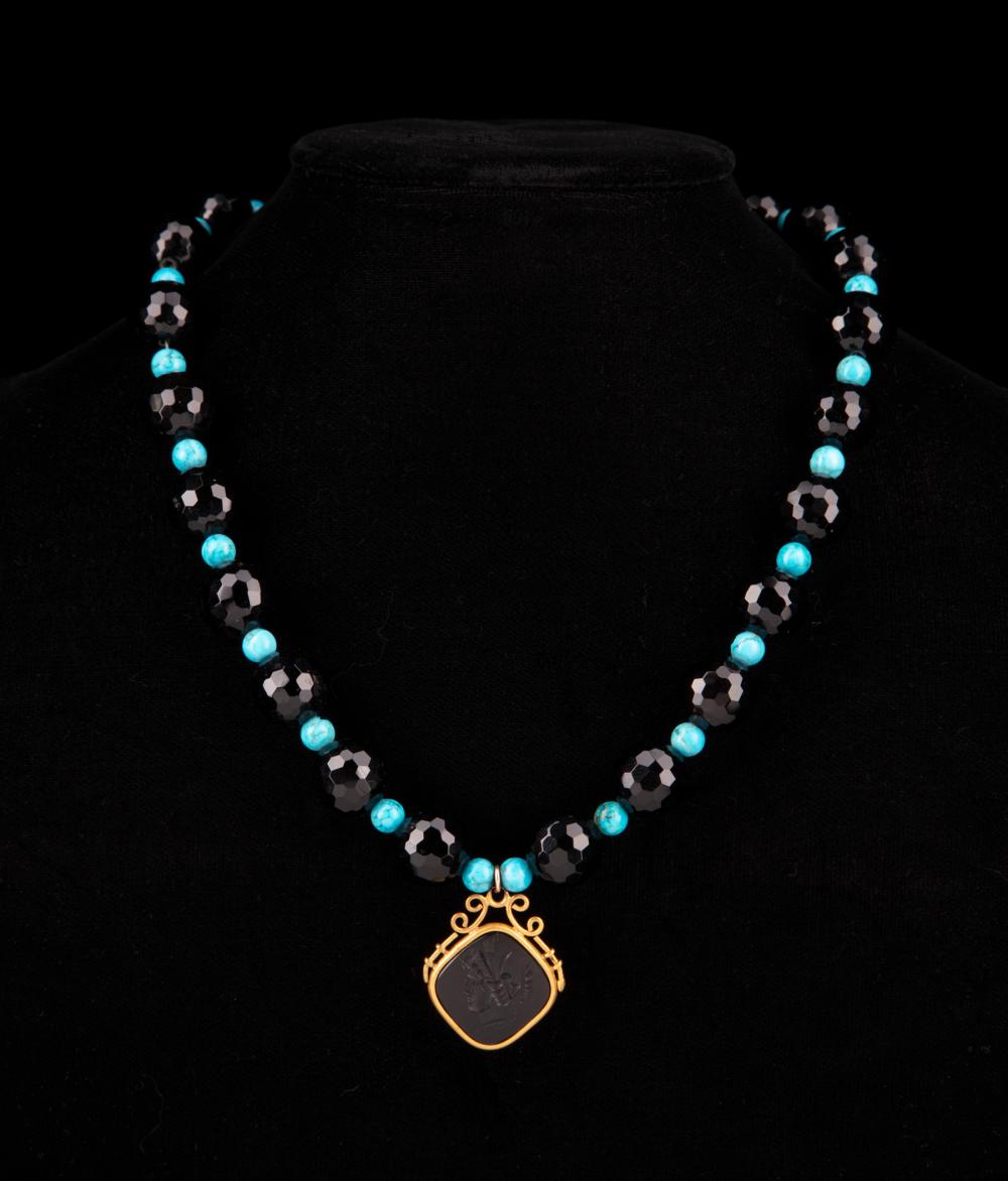 Appraisal: Mario Villa Nicaraguan New Orleans - Turquoise and Black Glass