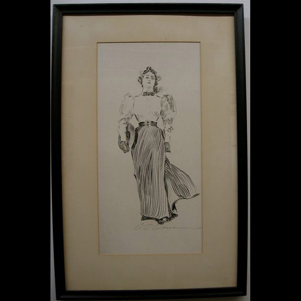 Appraisal: A GIBSON GIRL WITH STRAW HAT WALKING CHARLES DANA GIBSON