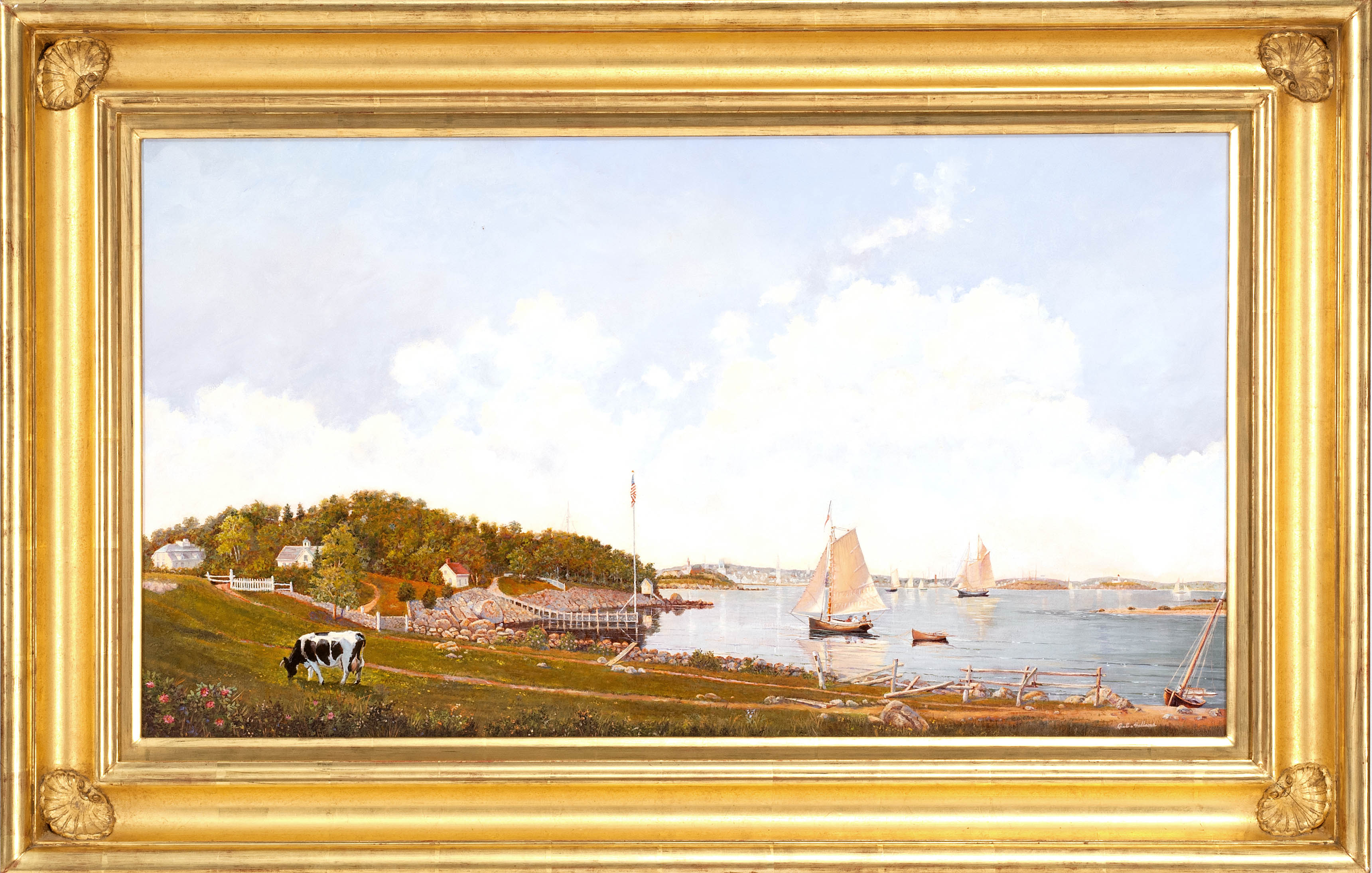 Appraisal: GERALD E FELLOWSAmerican ContemporaryGloucester Harbor from Brookbank Signed lower right