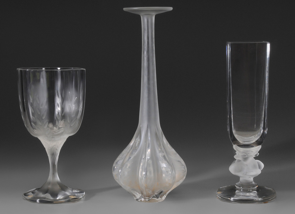 Appraisal: Three Lalique Frosted Glass Vas