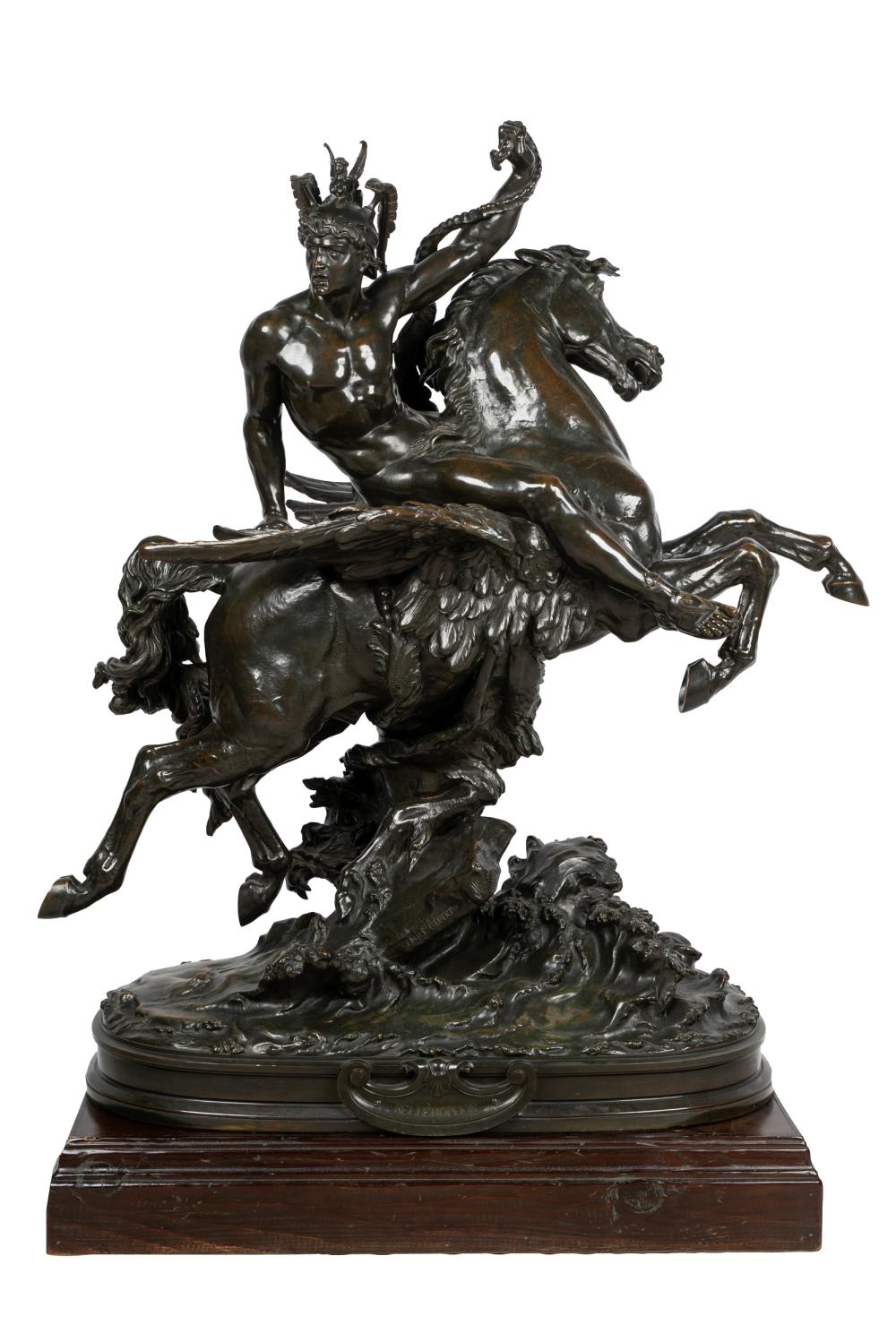 Appraisal: PIERRE EUGENE EMILE HEBERT - BELLEROPHON 'Bellerophon' patinated bronze incised