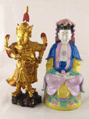 Appraisal: A brightly painted ceramic Buddha ht cm together with a