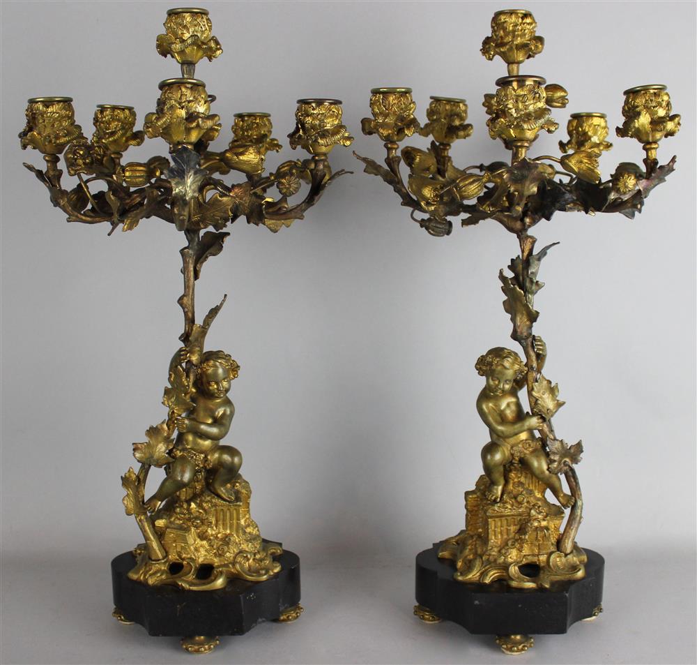 Appraisal: PAIR OF LOUIS XV STYLE GILT BRONZE AND MARBLE TH