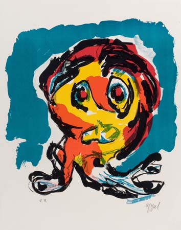 Appraisal: KAREL APPEL Two color lithographs Abstract Composition x mm x