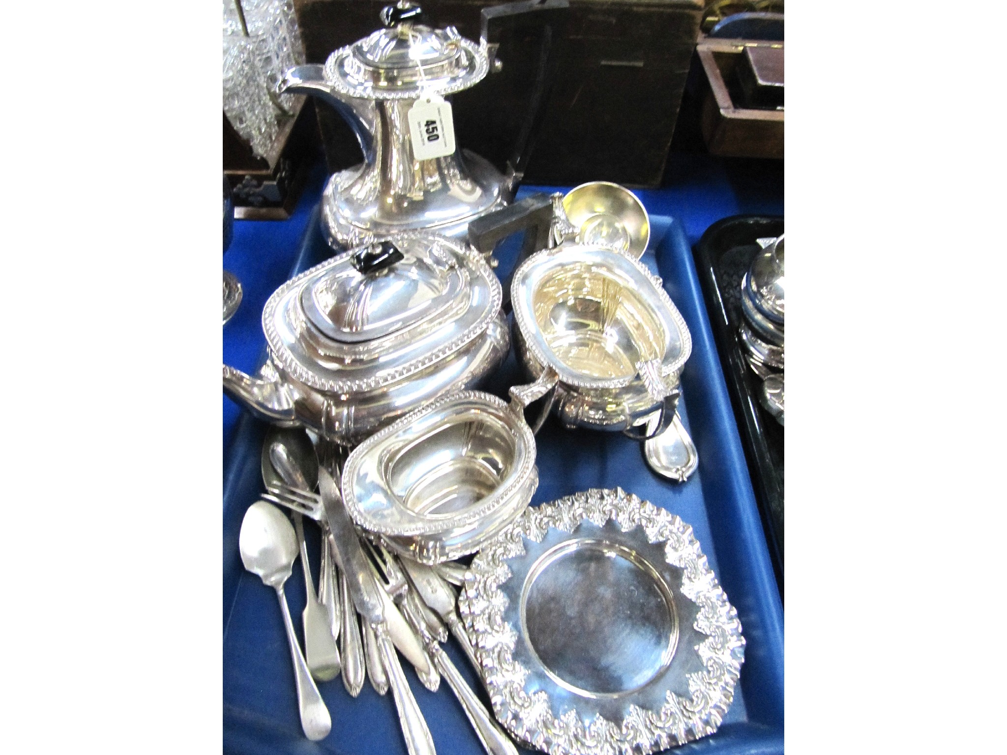 Appraisal: A tray lot of EP - four piece tea service