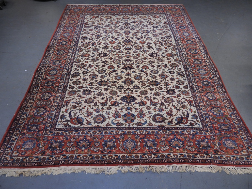 Appraisal: ANTIQUE BOTANICAL ISFAHAN RUG Middle EastLate th CenturyNavy blue blue