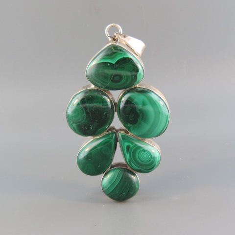 Appraisal: Malachite Pendant stunning gems in various shapes in sterling silver