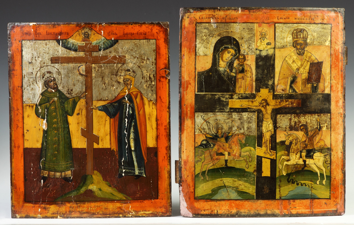 Appraisal: Two Russian Icons Left th cent St Constantine St Helena