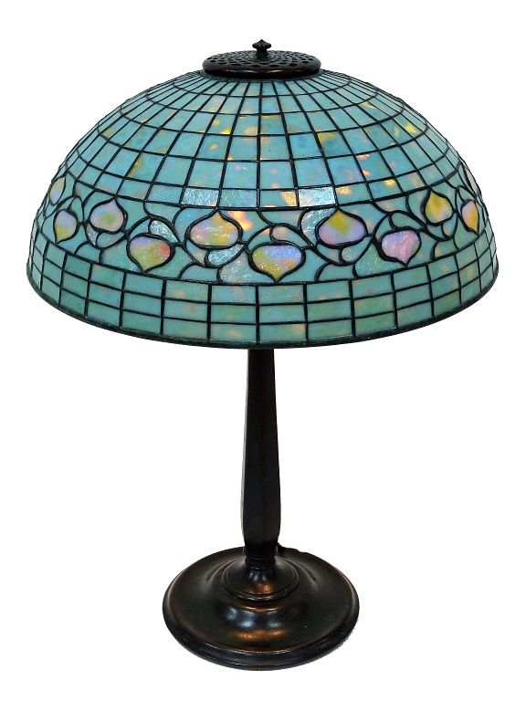 Appraisal: Tiffany Studios Blue Acorn Leaded Glass Table Lamp Tiffany Studios