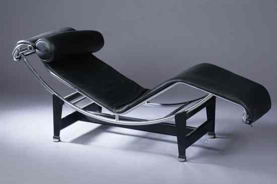 Appraisal: LE CORBUSIER CHROME AND LEATHER LC ''CASSSIAN'' CHAISE LOUNGE Designed