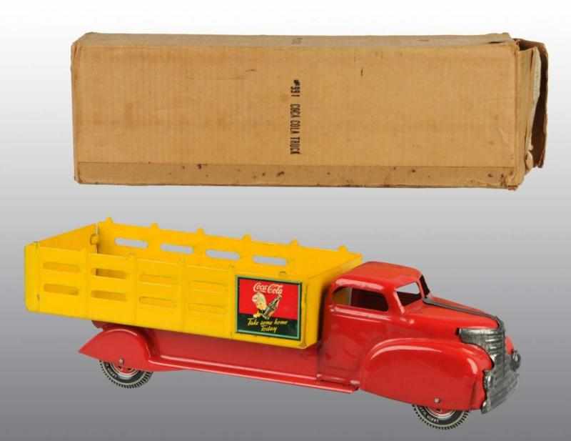 Appraisal: Pressed Steel Marx Coca-Cola Stake Back Truck Toy Description American