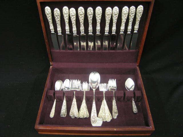 Appraisal: pc Stieff Rose Kirk Repusse Sterling Sil Flatware service for