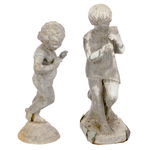 Appraisal: GARDENWARE Two lead figures one a young boy playing a