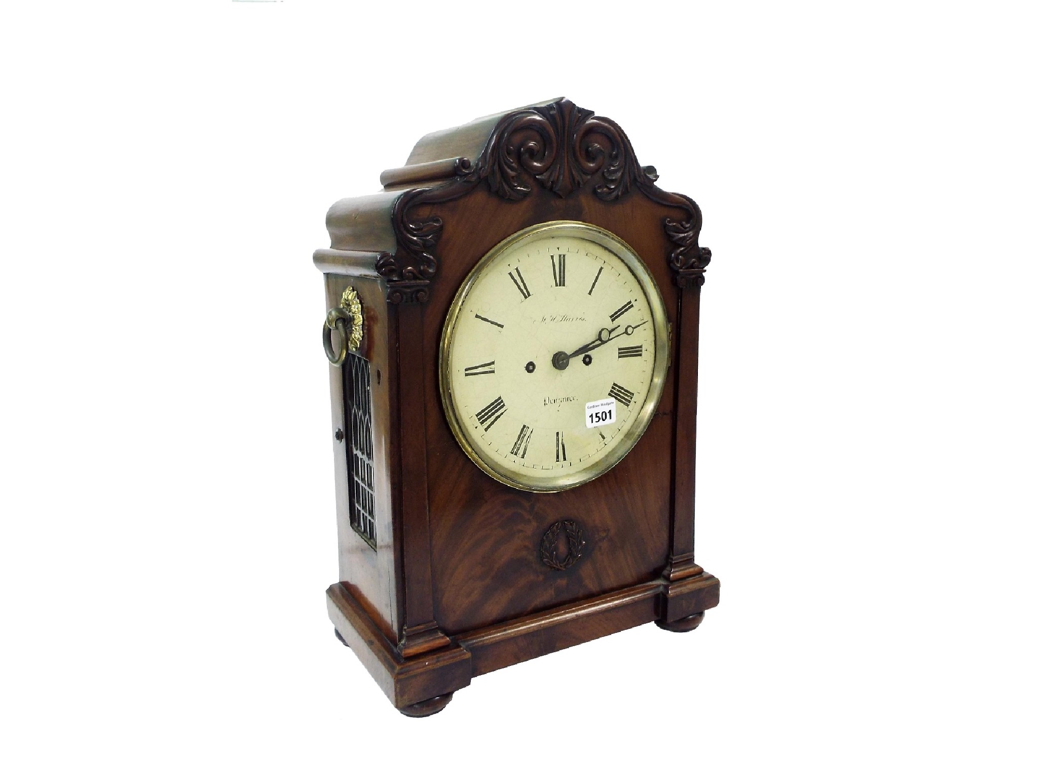 Appraisal: English mahogany double fusee bracket clock striking on a bell