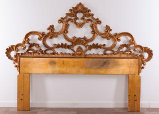 Appraisal: Rococo Style Full Queen Brass Headboard Rococo style gold painted