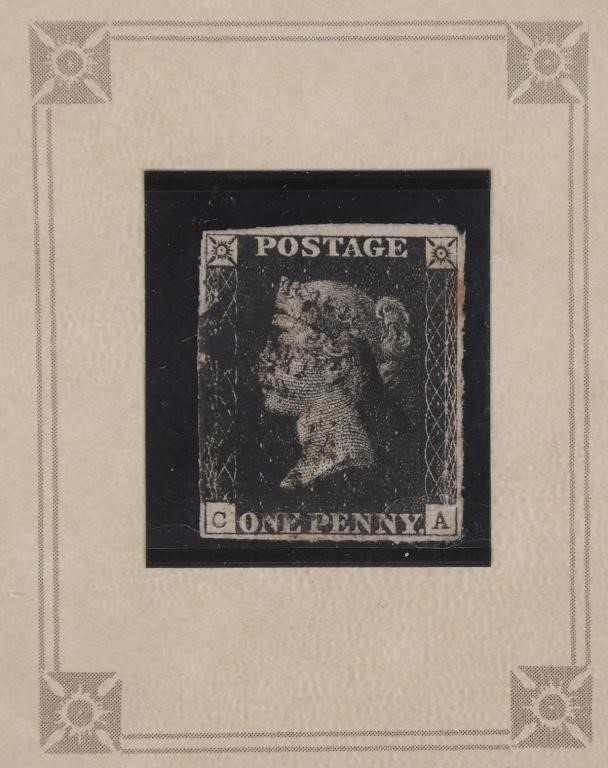 Appraisal: Penny Black postage stamp presented in a four page heirloom