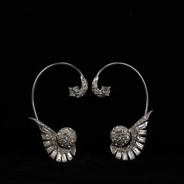 Appraisal: Boucher Diamante Art Deco Wing Motif Ear Cuff Wrap Earrings